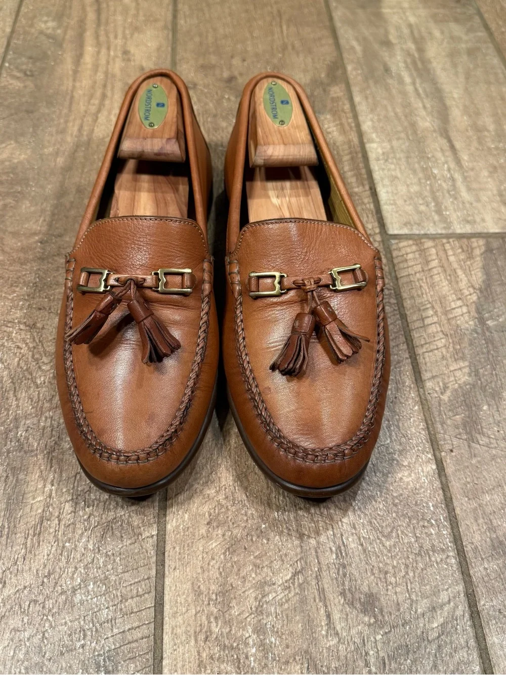 Bruno Magli Men’s Size 8.5 M Tan Leather Tassel Loafers Made In Italy